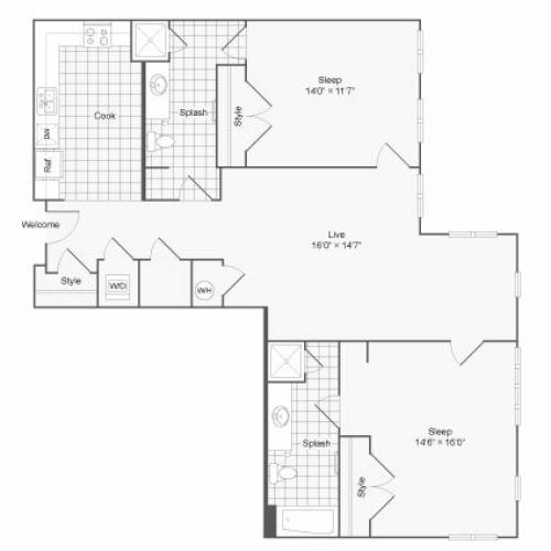 Floor Plan 113| Alamo Apartments San Antonio TX | Arrive Eilan