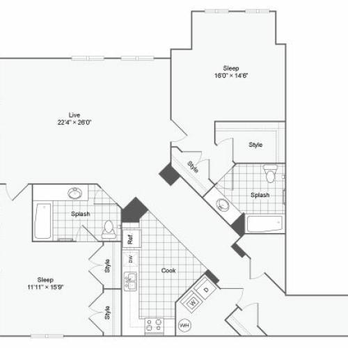 Floor Plan 114| Alamo Apartments San Antonio TX | Arrive Eilan