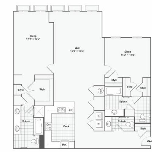 Floor Plan 115| Alamo Apartments San Antonio TX | Arrive Eilan