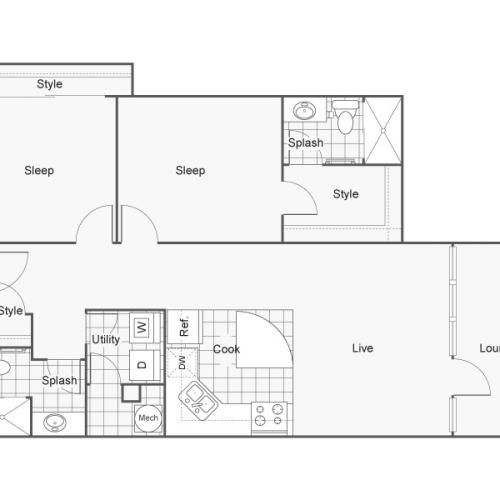 Floor Plan 43 | Wichita Kansas Apartments | ReNew Wichita
