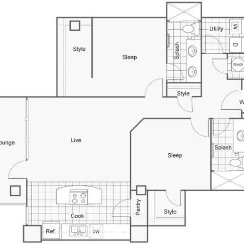 Floor Plan 47 | Studio Apartments Downtown Wichita KS | ReNew Wichita