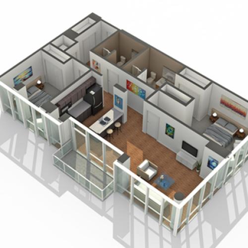 2 Bedroom Floor Plan | Apartments For Rent In South Loop Chicago | Arrive LEX