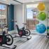 Fitness center stationary bikes and resistance equipment