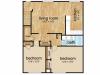 Two-bedroom second level floor plan at Sterling Glen