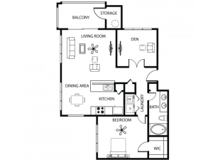 1 Bed Floor Plan With Den