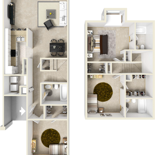 Biltmore floor plan with 3 bedrooms and 3 bathrooms