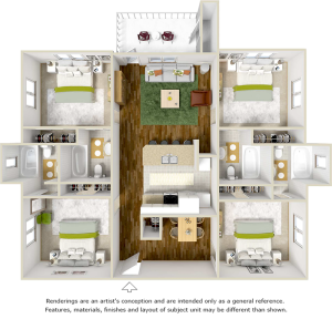 Seneca 4 bedrooms 4 bathrooms floor plan with upgraded flooring