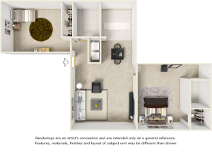 Carlyle floor plan with 2 bedrooms and 2 bathrooms