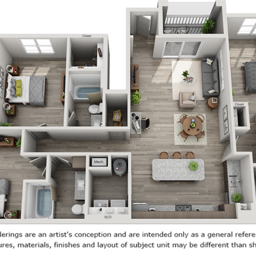Keeneland floor plan with 3 bedrooms and 3 bathrooms