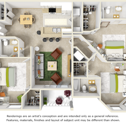 Willow 3 bedrooms 3 bathrooms floor plan with premium finishes