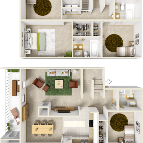 Hyacinth floor plan with 4 bedrooms and 3 bathrooms