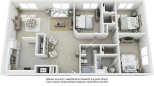 Sequoia 3 bedrooms 2 bathrooms floor plan with premium finishes