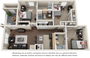 Oakleyl 3 bedrooms 3 bathrooms floor plan