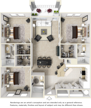 Retreat 3 bedrooms 3 bathrooms floor plan