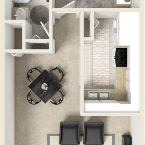 Sutton 1 bedroom 1 bathroom floor plan