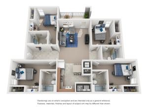 Cobalt floor plan with 4 bedrooms and 4 bathrooms