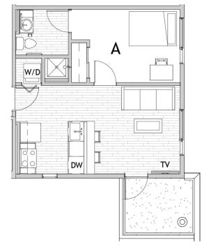 1 Bedroom Floor Plan 2 | Apartments In Fort Collins Near Csu | Uncommon Fort Collins