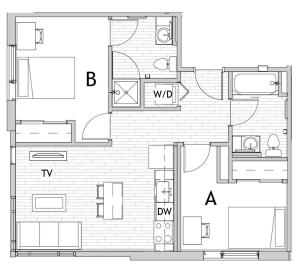 2 Bedroom Floor Plan 1