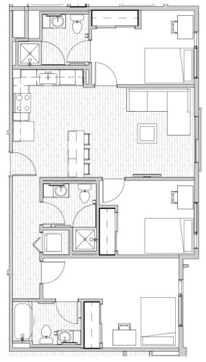 3 Bedroom Floor Plan 2 | Apartments Near Csu | Uncommon Fort Collins