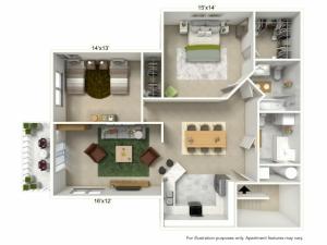2 Bdrm Floor Plan | Buffalo Luxury Apartments | Autumn Creek Apartments