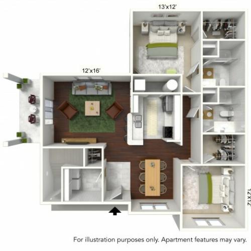 Floor Plan 1 | Luxury Apartments Buffalo | Autumn Creek Apartments