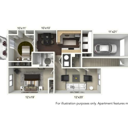 2 Bedroom Floor Plan | Apartments For Rent | StoneGate Apartment Homes