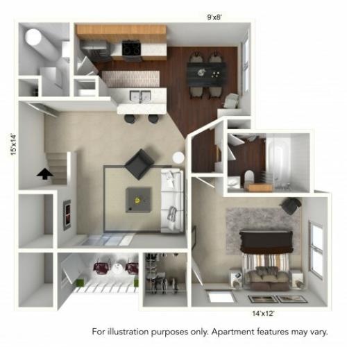 1 Bedroom Floor Plan | Apartments For Rent In Williamsville Ny | Renaissance Place Apartments 2