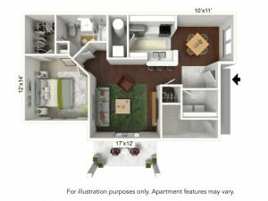 1 Bedroom Floor Plan | Luxury Apartments Buffalo | Autumn Creek Apartments