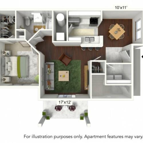 1 Bedroom Floor Plan | Luxury Apartments Buffalo | Autumn Creek Apartments