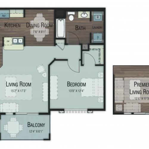1 bedroom 1 bathroom Aspen Select floor plan