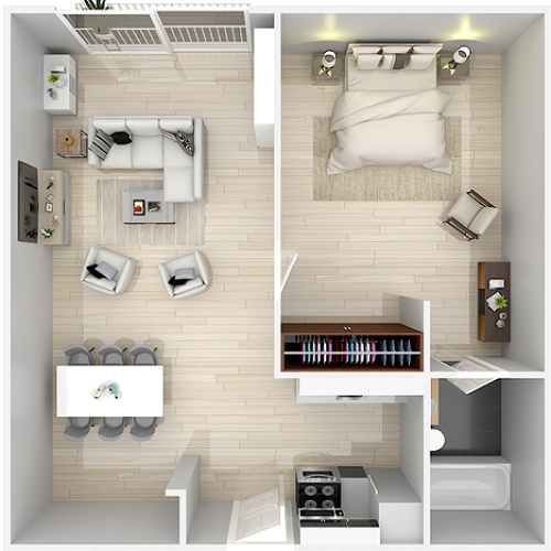 1 bedroom 3d floorplan