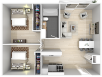 2 bedroom 3d floorplan