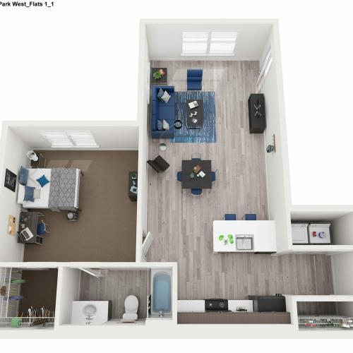 1 Bdrm Floor Plan  |  Park West  | Apartments In College Station, Texas
