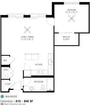 One Bedroom Floorplan | Majestic 5