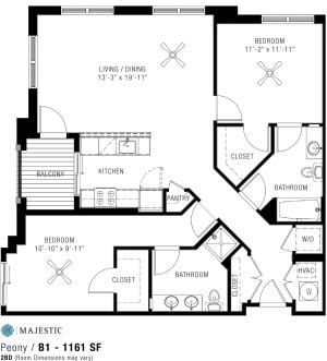 Spacious Two Bedroom Apartments | Majestic 4
