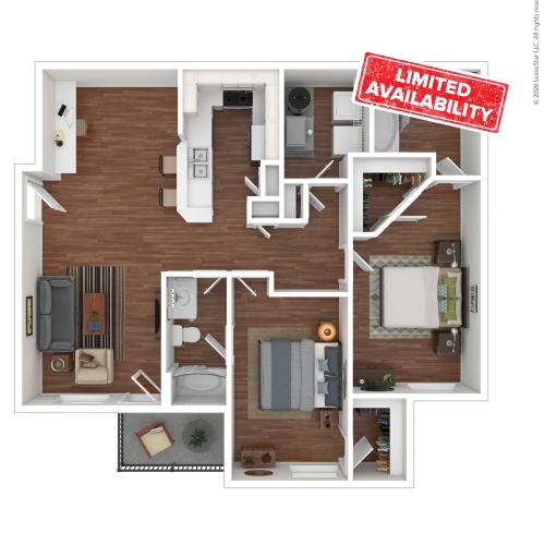 2 Bedroom Floor Plan | Apartments Near University of Alabama | Vie at University Downs
