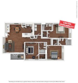 3 Bedroom Floor Plan | Ua Housing Off Campus | Vie at University Downs