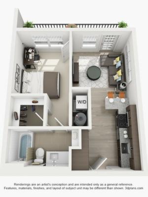 1 Bedroom Floor Plan | texas state off campus housing | Vie Lofts at San Marcos