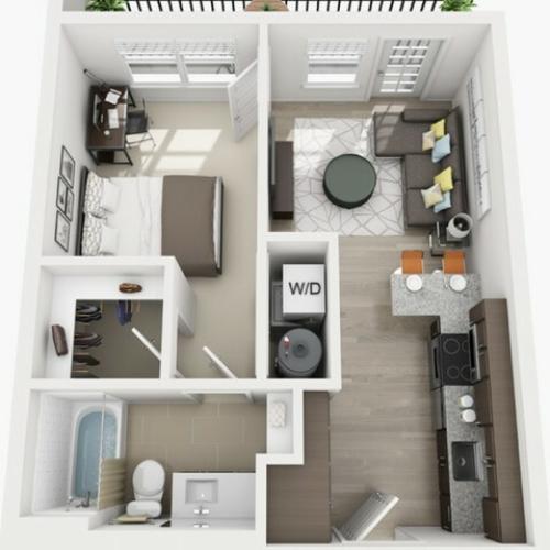1 Bdrm Floor Plan | texas state university housing | Vie Lofts at San Marcos