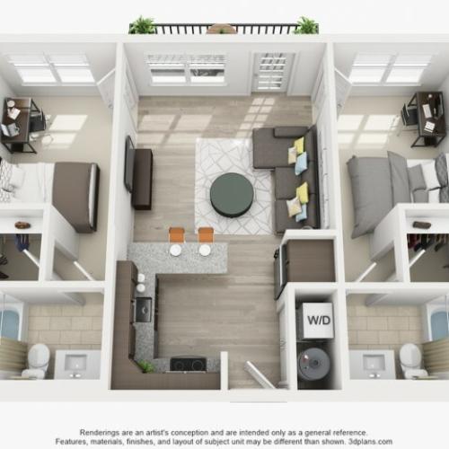 2 Bedroom Floor Plan | Apartments Near Tsu | Vie Lofts at San Marcos