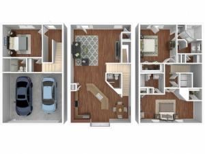 3 Bdrm Floor Plan | fau apartments | Vie Villas at Boca Raton