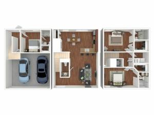 3 Bedroom Floor Plan | apartments near florida atlantic university | Vie Villas at Boca Raton