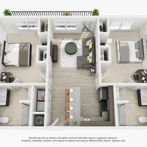 2 Bdrm Floor Plan | apartments near texas state | Vie Lofts at San Marcos