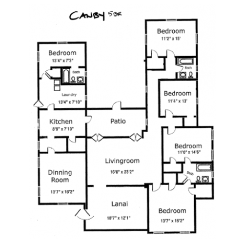 5-bedroom historic stucco on Schofield, 2113 sq ft, open floor plan