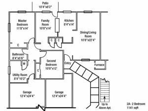 Two bedroom JNCO Floor plan | fort drum housing