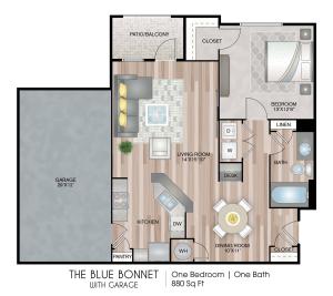 The Blue Bonnet with Garage Floor Plan