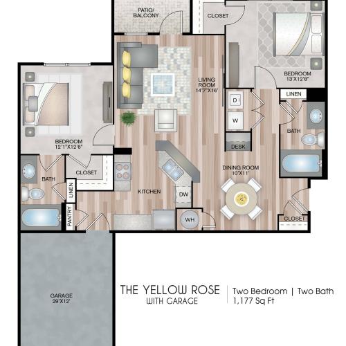 The Yellow Rose with Garage Floor Plan
