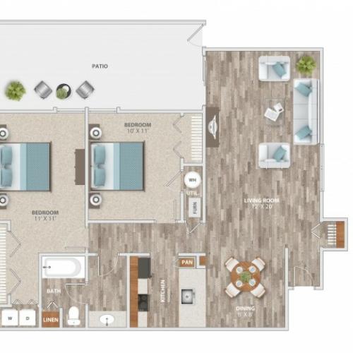 Two Bedroom with Patio