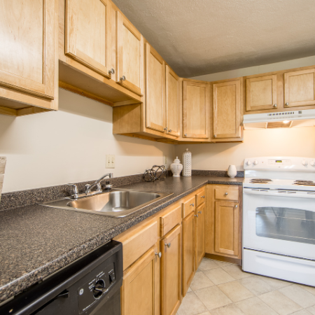 Kitchen with light-colored cabinets at Princeton Crossing | Apartment for Rent in Salem, MA