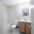 Modern bathroom  in apartment at at Westford Park apartments in Lowell, MA.